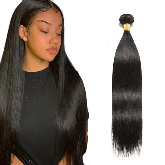 Color 1B Bundles Human Hair Natural Color Straight Bundles 18 Inch Grade 8A Brazilian Virgin Remy Hair Extensions Double Weft Remy Natural Black Hair Weave