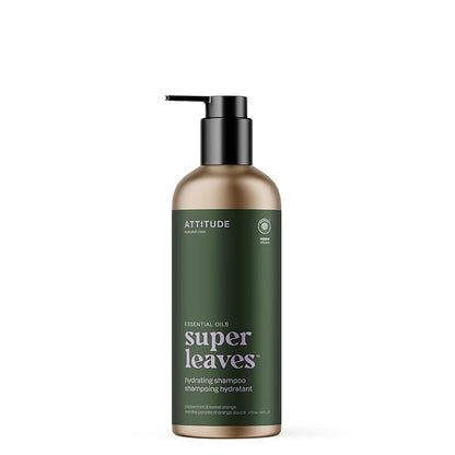 ATTITUDE Hydrating Shampoo, Peppermint & Sweet Orange, EWG Verified with Essential Oils, Vegan & Plant-Based, Aluminum Bottle, For Dry and Damaged Hair, 16 Fl Oz