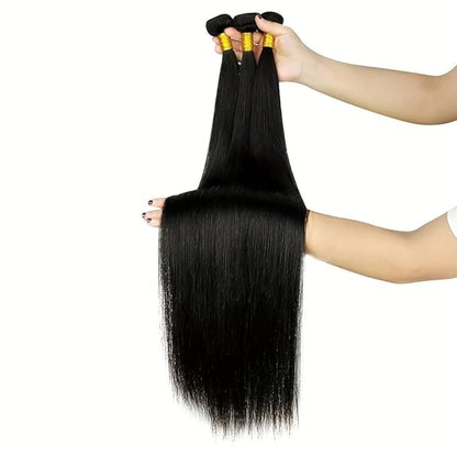 Straight Hair Bundles Natural Black Straight Human Hair Bundles Silky Soft 16 18 20 Inch Double Weft Brazilian Unprocessed Remy Hair Extensions Tangle Free Deals