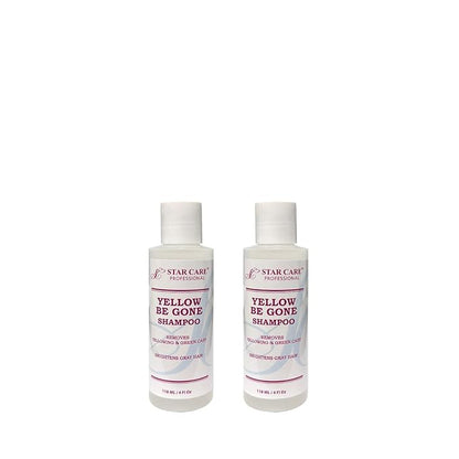 Yellow Be Gone Shampoo 4oz/118ml (2 Pack) Clarifying Brassiness Neutralizer for Bleached, Blonde, Gray & Highlighted Hair, Restores Shine & Cool Tones, Purple Toning Formula
