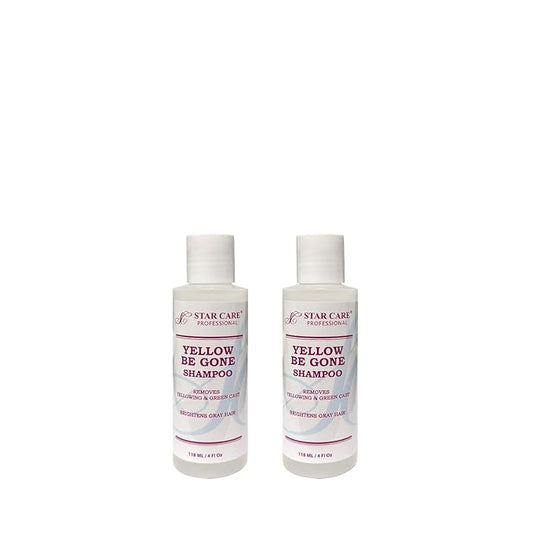Yellow Be Gone Shampoo 4oz/118ml (2 Pack) Clarifying Brassiness Neutralizer for Bleached, Blonde, Gray & Highlighted Hair, Restores Shine & Cool Tones, Purple Toning Formula