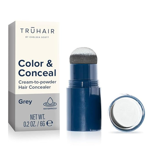 TRUHAIR Color & Conceal Waterproof Root Touch Up Hair Color Concealer - Hair Cover up for Gray Coverage and Hairline Filling - 11 Hair Colors Available (Gray)