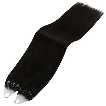 YoungSee Micro Hair Extensions Human Hair Dark Brown Microlinks Hair Extensions Human Hair Brown Bead Hair Extension Long 24In 50s 50g