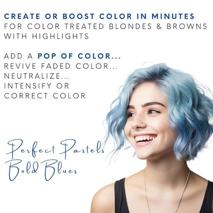 Watercolors by Tressa INTENSE 3-in-1 Color Depositing Shampoo, Semi Permanent Hair Color, Hair Dye Shampoo for Curly, Dry, and Normal Hair, 8 fl oz - BLUE