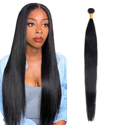 #1B Human Hair Bundles Straight Bundles 12 Inch Unprocessed Brazilian Virgin Hair Weave 1 Bundle 50 Grams Per Bundle Natural Color Bundle Human Hair Extensions