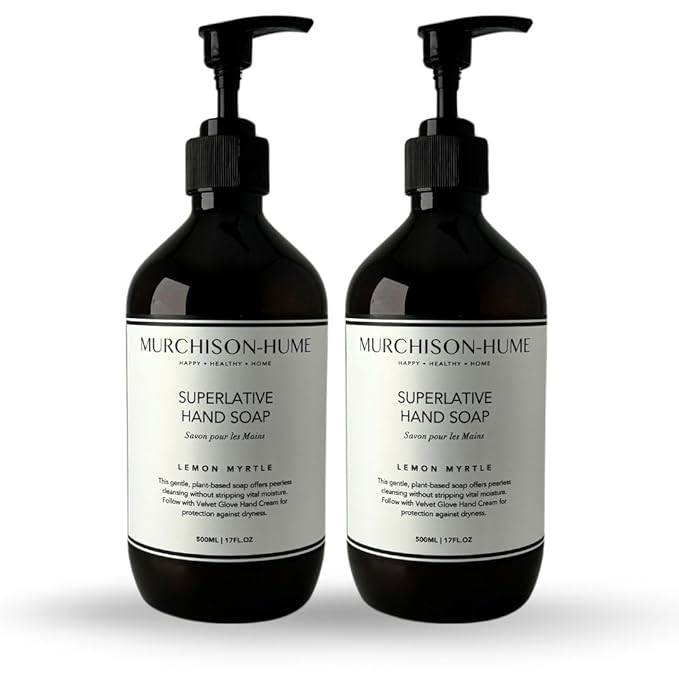 Murchison-Hume Luxury Vegan Hand Soap with Pump Dispenser, Moisturizing Hand Wash, SLS, Paraben & Cruelty-Free, 17oz - Pack of 2 (Lemon Myrtle)