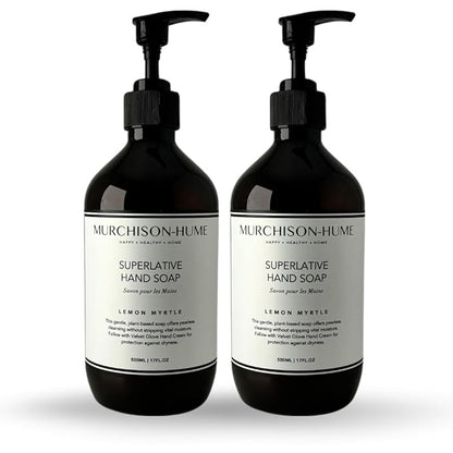Murchison-Hume Luxury Vegan Hand Soap with Pump Dispenser, Moisturizing Hand Wash, SLS, Paraben & Cruelty-Free, 17oz - Pack of 2 (Lemon Myrtle)