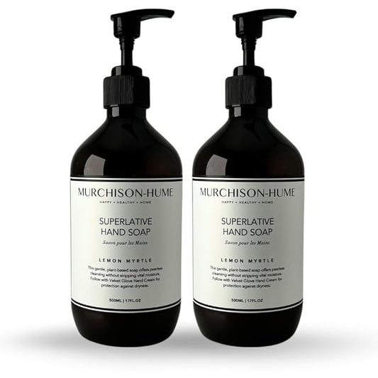 Murchison-Hume Luxury Vegan Hand Soap with Pump Dispenser, Moisturizing Hand Wash, SLS, Paraben & Cruelty-Free, 17oz - Pack of 2 (Lemon Myrtle)