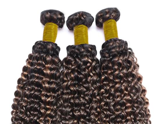1B/30 Human Hair Bundles Highlight Curly Wave Bundle 26 28 30 Inch Brown Kinky Curly Bundles Human Hair Silky Soft Unprocessed Brazilian Remy Hair Extensions 3Pcs/Set Deals