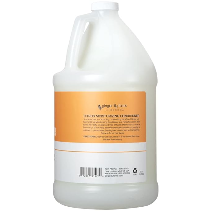 Ginger Lily Farms Club & Fitness Citrus Moisturizing Conditioner, 100% Vegan, Paraben, Sulfate, Phosphate, Gluten & Cruelty-Free, 1 Gallon (Pack of 4 )