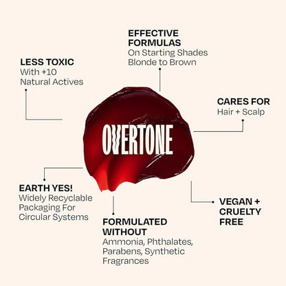 Overtone Color Depositing Semi-Permanent Hair Dye Conditioner - 8 oz For Natural & Color-Treated Hair, Moisturizing Shea Butter & Coconut Oil - Vegan & Cruelty-Free, Cherry Chestnut