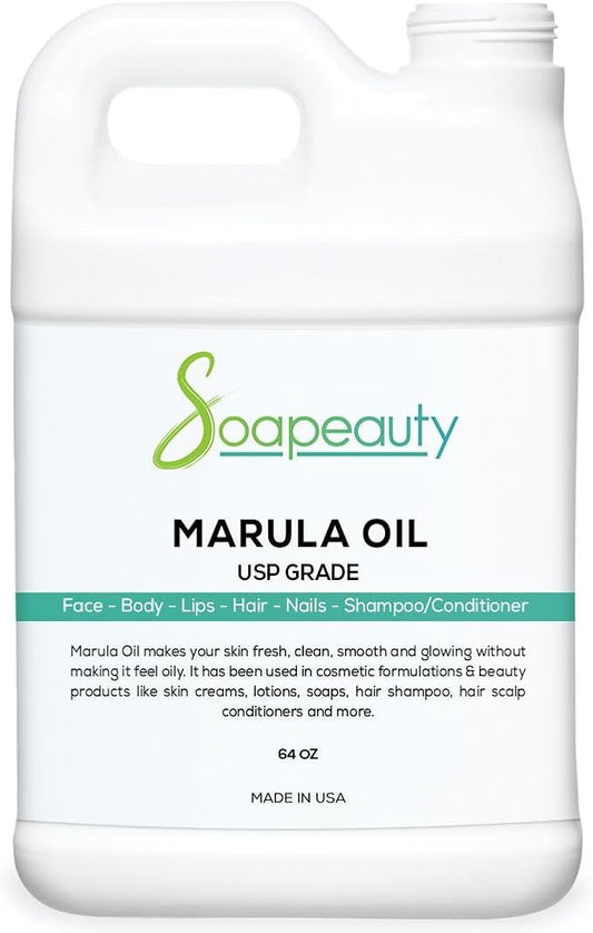 Marula Oil by Soapeauty | 100% Pure & Natural, Cold Pressed, Rich in Vitamin E & Omega Fatty Acids | Best for Skin, Hair, Face, Nails, and Soap Making | 64 fl oz