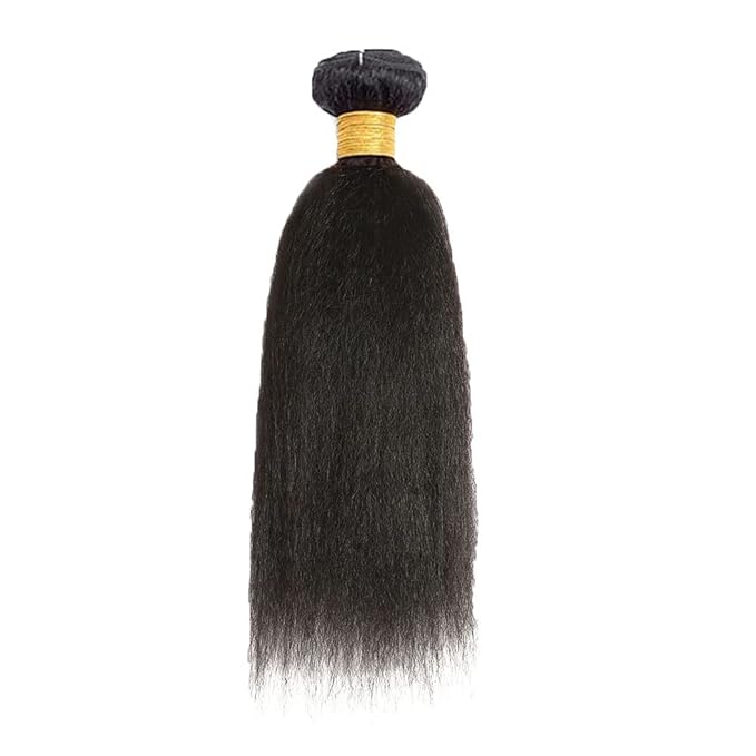 34 Inch Kinky Straight Hair Bundle Natural Black Yaki Straight Human Hair Bundles Grade 8A Brazilian Virgin Remy Hair Extensions Double Weft Real 1B Hair Weave
