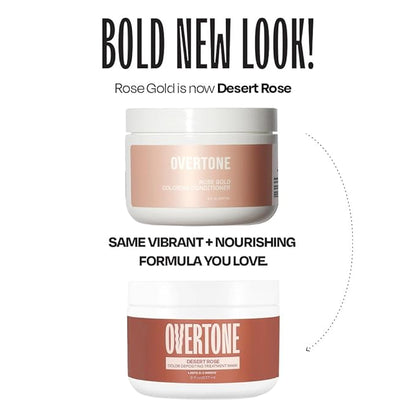 Overtone Color Depositing Semi-Permanent Hair Dye Conditioner - 8 oz For Natural & Color-Treated Hair, Moisturizing Shea Butter & Coconut Oil - Vegan & Cruelty-Free, Rose Gold is now Desert Rose
