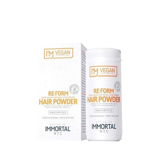 Immortal NYC Re-Form Hair Powder - Vegan Volumizing Matte Powder for Hair & Beard, Biotin, Panthenol & Plant Keratin, Extra Volume, Messy Matte Look, 20g