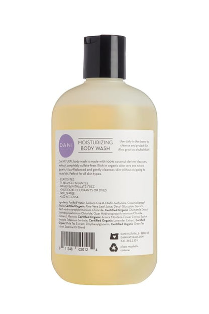 Naturals Moisturizing Body Wash - Calming Lemongrass Lavender Scent with Organic Aloe Vera & Natural Glycerin - Paraben, Sulfate, & Phthalate-Free Shower Gel - 12 oz Bottle, Vegan & Cruelty-Free