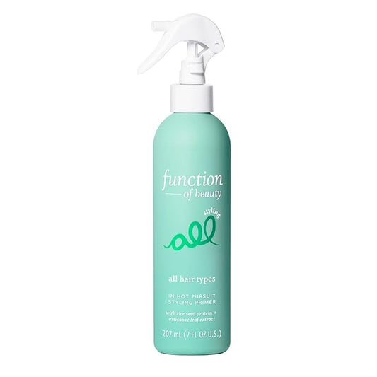 FUNCTION OF BEAUTY In Hot Pursuit Styling Primer (7 fl oz) – Customizable Heat Protectant for All Hair Types – 24-Hour Frizz Control, UV Protection & Flexible Hold – Vegan & Silicone-Free