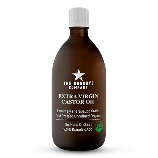 The Goodbye Company Organic Castor Oil – 100% Pure Extra Virgin, Cold-Pressed & Unrefined – Hexane-Free – Nourishing Oil for Healthy Skin, Hair Growth & Eyelashes (250mL)