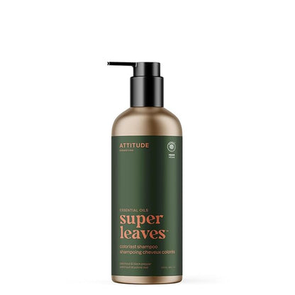 ATTITUDE Colorlast Shampoo, Patchouli and Black Pepper, EWG Verified with Essential Oils, Vegan & Plant-Based, Aluminum Bottle, For Color Treated Hair, 16 Fl Oz