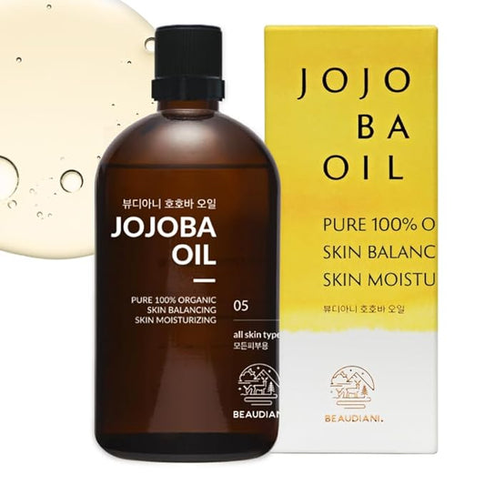Organic jojoba Oil 100ml (3.38 fl.oz) 100% Pure Organic Natural Golden Oil, Cold Pressed Virgin, Vitamin E Oil, Moisturizer for Skin, face, Body, Hair, Nail, Israel Origin