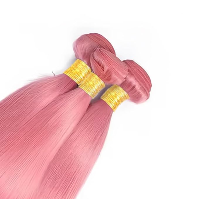 Pink Straight Bundles Light Pink Straight Bundle Mixed Length 3 Bundles 26 28 30 Inch Niegmeag Virgin Soft and Skily Remy Hair Extensions For Woman