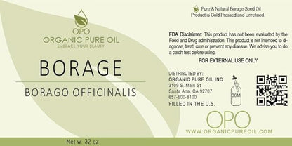 OPO Borage Seed Oil - 32 oz - Pure Unrefined Non GMO, High GLA, Bulk Natural Carrier Oil Moisturizer for Skin Hair Nails Body Soaps DIY & More - Liquid Borago Virgin Vegan