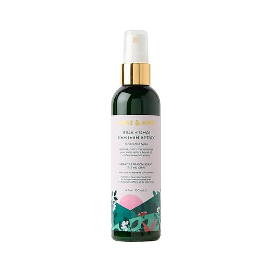SHAZ & KIKS Rice+Chai Refresh Spray | Revitalize and Awaken Your Roots | Boost of Multi-Nutrient Scalp Hydration in between Wash Days, 4 oz