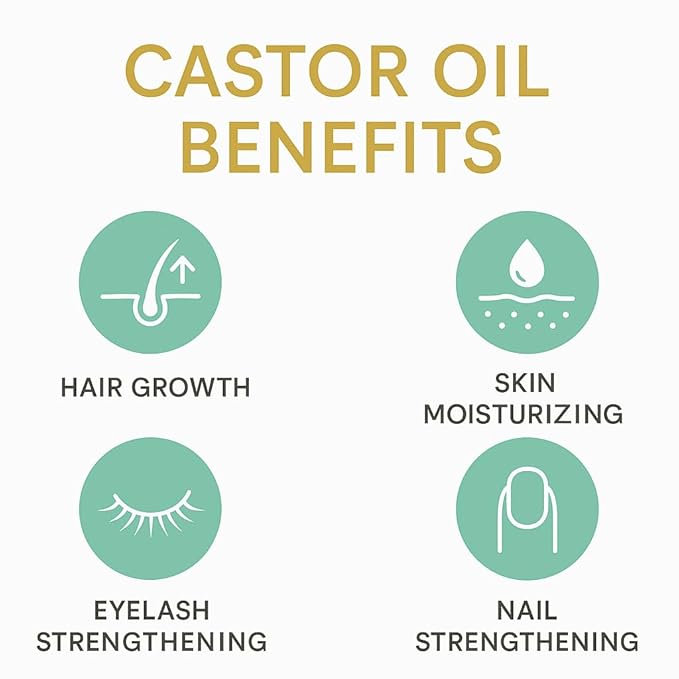 16oz Pure Castor Oil Organic Cold Pressed Unrefined, Hexane Free,Natural - Glass Bottle with Pump and 2 Cotton Flannels, USDA Certified, Golden Castor oil for Skin, Hair, Lashes, Nails & More