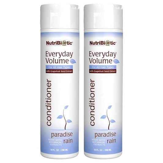 NutriBiotic - Everyday Volume Conditioner Paradise Rain, 10 fl. Oz Twin Pack | GSE & Botanicals for All Hair Types | Free of Parabens, Sulfates, Dyes, Colorings, Cocamide DEA & Chlorine Derivatives