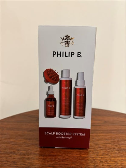 Philip B. Scalp Booster System - Includes Pre-Wash Scalp Treatment, Shampoo, Leave-In Conditioner and Scalp Massager