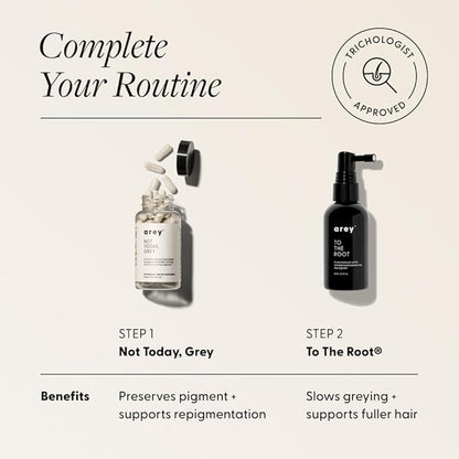 Arey Not Today, Grey Daily Hair Supplement for Women & Men | Slows Grey Hair Growth & Repigment in 3-6 Months | Promotes Healthier, Thicker Hair | Biotin, B +D Vitamins | Vegan & Gluten Free (1 Month)