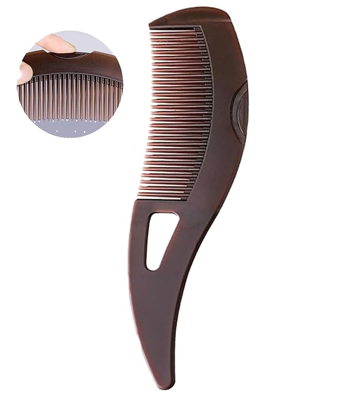 Dandruff Comb Fine Tooth Scalp Detox Comb Lice for Women, Men & Kids Stainless Steel Scalp Detoxing, Sweep & Massage Hair Brush Tool for Hair Care (1PC Brown)