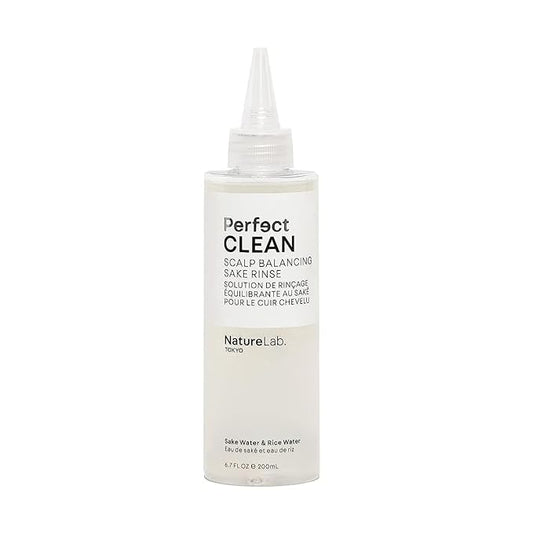 NatureLab.TOKYO Perfect Clean Sake Rinse – pH Balancing Treatment for Dry, Itchy Scalp, Clears Buildup & Excess Scalp Oil, Hydrates with Rice Water & Ginseng, 6.7oz