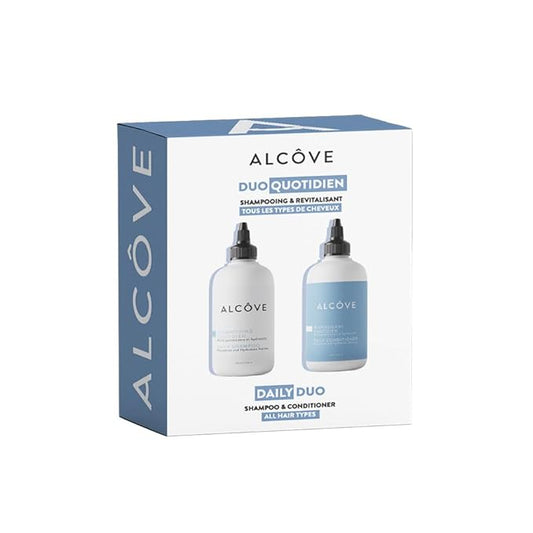 Alcôve - Daily Shampoo & Conditioner Duo - All Hair Types - Sulfate-Free - Lightweight Care - Evening Primrose Oil - Mango Extract - Argan Oil - Anti-Frizz - Color-Safe - 10oz