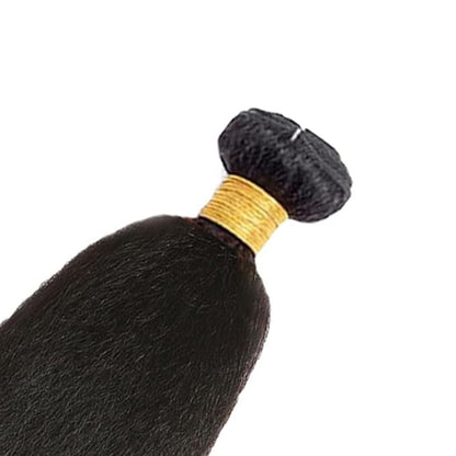 34 Inch Kinky Straight Hair Bundle Natural Black Yaki Straight Human Hair Bundles Grade 8A Brazilian Virgin Remy Hair Extensions Double Weft Real 1B Hair Weave