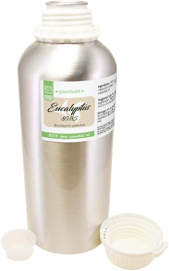 Eucalyptus Essential Oil (80/85) - 32 fl oz - Aluminum Bottle - 100% Pure Essential Oil - Greenhealth