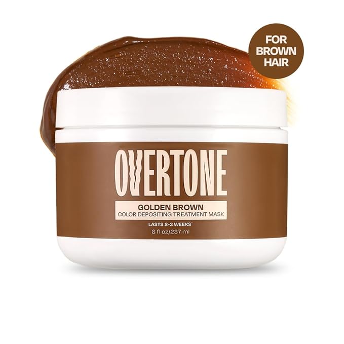 Overtone Color Depositing Semi-Permanent Hair Dye Conditioner - 8 oz For Natural & Color-Treated Hair, Moisturizing Shea Butter & Coconut Oil - Vegan & Cruelty-Free, Golden Brown