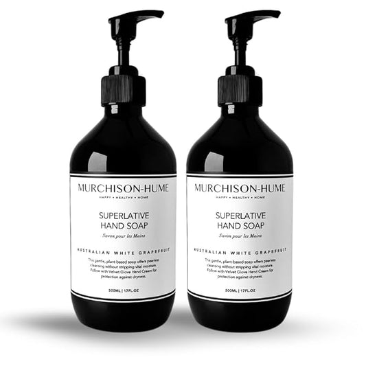Murchison-Hume Superlative Hand Soap – Australian White Grapefruit, 2-Pack | Crisp Citrus Luxury for Kitchen or Bathroom | Non-Toxic, Moisturizing & Counter-Worthy Pump Bottles | 2 x 17oz
