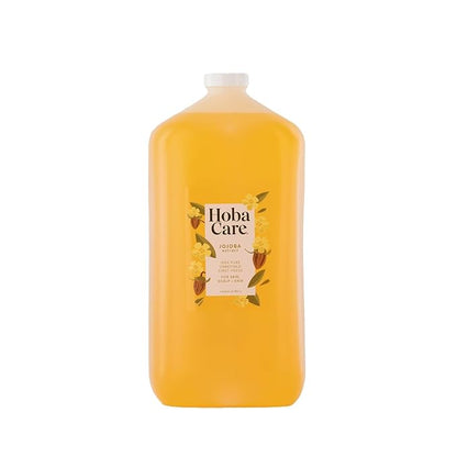 HobaCare Bulk Jojoba Oil - 100% Pure Hexane Free Unrefined Carrier Oil for Soap Making, Hair, Face, Beard, Scalp, Skincare Spa - Natural, Vegan, Long Shelf Life (128 oz Gallon)