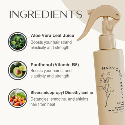 Leave-In Conditioner - 3-in-1 Detangler & Heat Protectant Spray - Sulfate-Free - Lightweight for All Hair Types - Frizz Control - Protects & Hydrates without Buildup - 4.9 fl oz