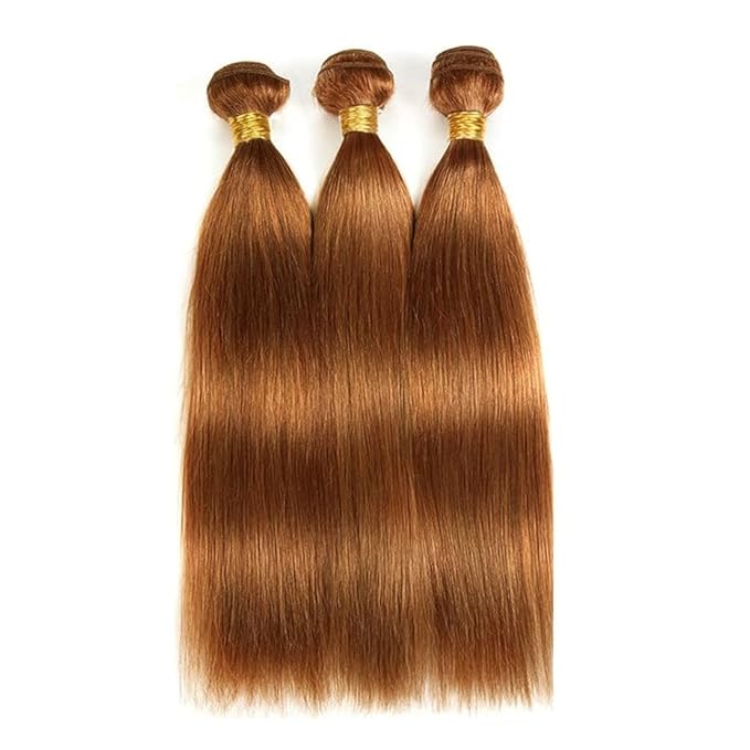 Color 30 Bundles Human Hair Light Brown Straight Human Hair Bundles 14 16 18 Inch Brown Bundles Human Hair Color Silky Soft Unprocessed Remy Hair Extensions #30 Straight Human Hair Bundles