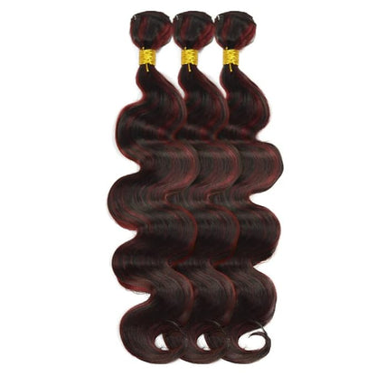 Highlight Human Hair Bundles Burgundy Body Wave Bundles 26 26 26 Inch 2 Tone Red and Black Bundle Grade 8A Peruvian Virgin Remy Hair Extensions
