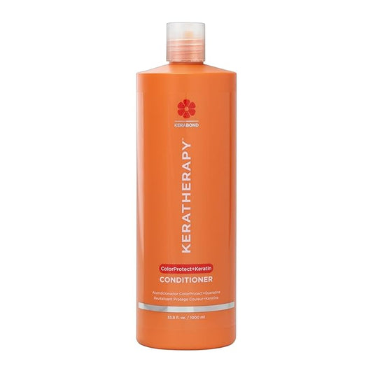 KERATHERAPY Keratin Infused Color Protect Conditioner, 33.8 fl. oz., 1000 ml - Gluten Free Color Protecting Conditioner for Color Treated Hair with Kerabond Technology, Red Raspberry Oil, Omega 3 & 6