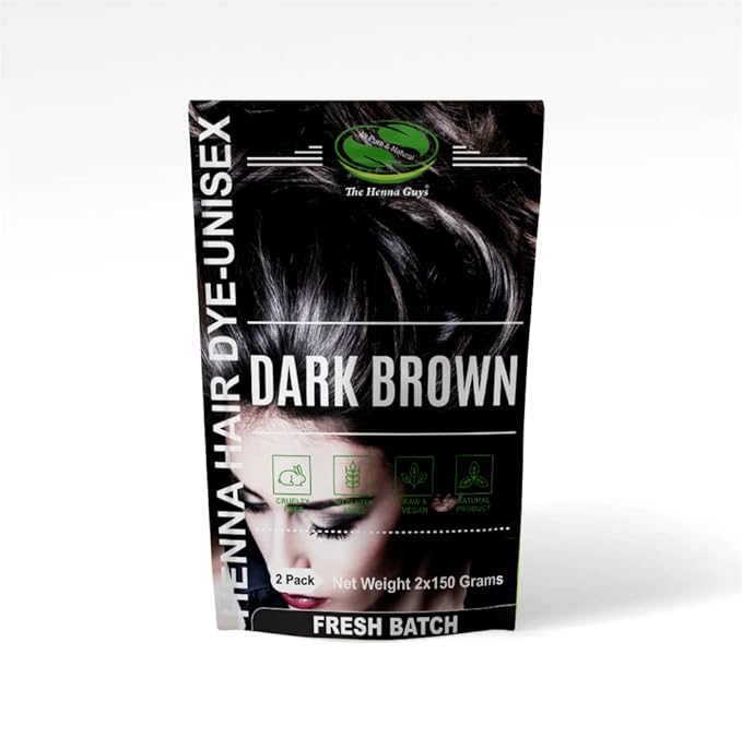 2 Packs Of Dark Brown Henna Hair & Beard Color/Dye 150 Grams - Natural Hair Color, Plant-based Hair Dye - The Henna Guys