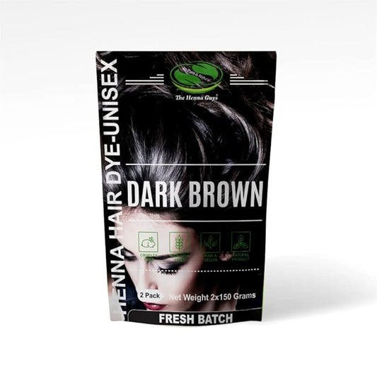2 Packs Of Dark Brown Henna Hair & Beard Color/Dye 150 Grams - Natural Hair Color, Plant-based Hair Dye - The Henna Guys