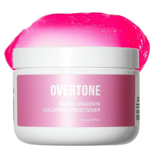 Overtone Color Depositing Semi-Permanent Hair Dye Conditioner - 8 oz For Natural & Color-Treated Hair, Moisturizing Shea Butter & Coconut Oil - Vegan, Cruelty-Free, Pastel Magenta is Magenta Morning