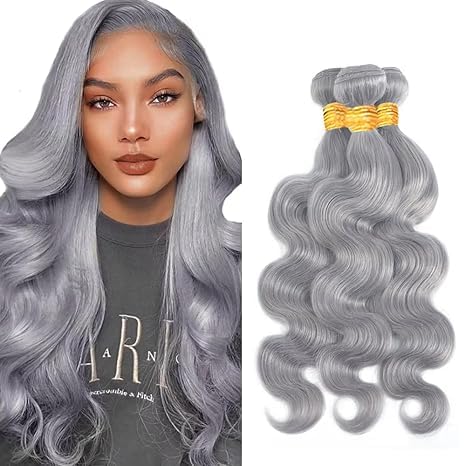 Grey Body Wave Bundle Light Grey Bundles Human Hair Silver Bundle Niegmeag Double Weft Virgin Remy Pure Gray Human Hair Bundle 300g