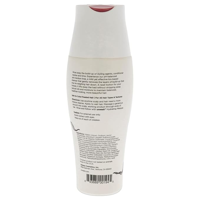 Unwash Anti-Residue Cleanse - Gentle, Ph-Balanced Clarifying Shampoo for Build Up Dirt and Oil, Safe for All Hair Types, 10 fl oz