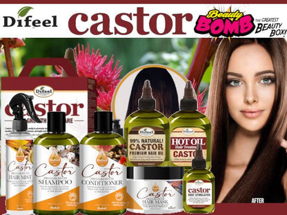 Difeel Essentials Castor Oil for Hair Growth Beauty Bomb for Hair Growth 7-Piece Set