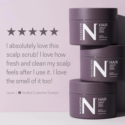 NULASTIN Vibrant Scalp Scrub - Exfoliating Dry Scalp Treatment, Moisturizer & Cleanser to Lift Buildup - Detoxifying Pre-Shampoo for Elastin Replenishment, Vegan & Color Safe, Minty Fresh (6.7 Fl. Oz)